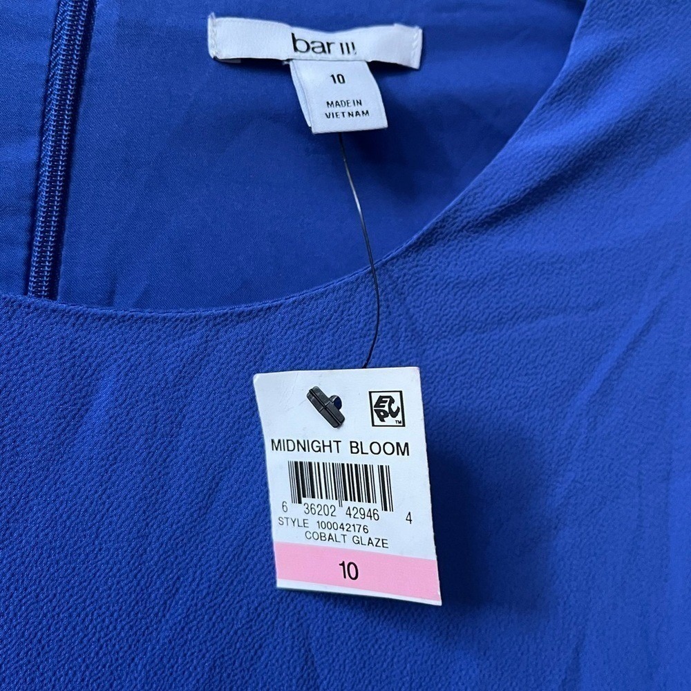 Bar III Cobalt Blue Ruffle Sleeve Shift Dress Womens 10 Cocktail Career NWT - Picture 7 of 14
